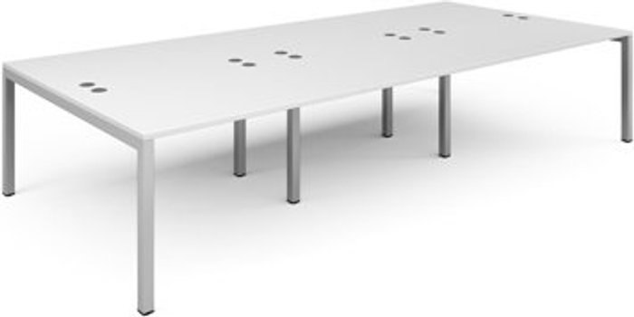 Office Monster | Connex Bench Desk | 6 Person Rectangular Desks 3600mm | White Tops With Silver Frames | 1600mm Depth | Connex Connex Bench Desk | 6 Person Rectangular Desks 3600mm | White Tops With Silver Frames | 1600mm Depth | Connex