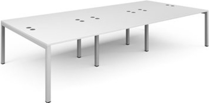 Office Monster | Connex Bench Desk | 6 Person Rectangular Desks 3600mm | White Tops With White Frames | 1600mm Depth | Connex Connex Bench Desk | 6 Person Rectangular Desks 3600mm | White Tops With White Frames | 1600mm Depth | Connex