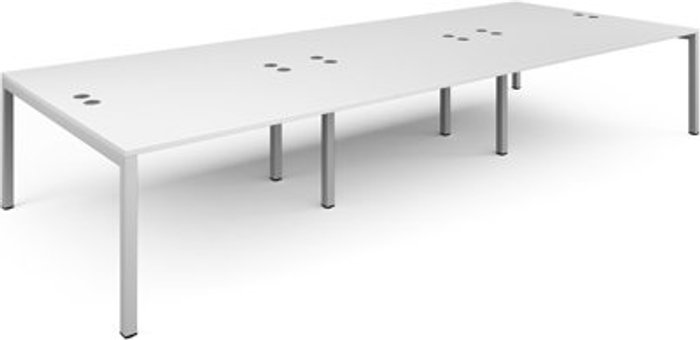 Office Monster | Connex Bench Desk | 6 Person Rectangular Desks 4200mm | White Tops With White Frames | 1600mm Depth | Connex Connex Bench Desk | 6 Person Rectangular Desks 4200mm | White Tops With White Frames | 1600mm Depth | Connex