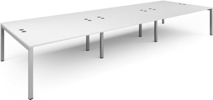 Office Monster | Connex Bench Desk | 6 Person Rectangular Desks 4800mm | White Tops With Silver Frames | 1600mm Depth | Connex Connex Bench Desk | 6 Person Rectangular Desks 4800mm | White Tops With Silver Frames | 1600mm Depth | Connex