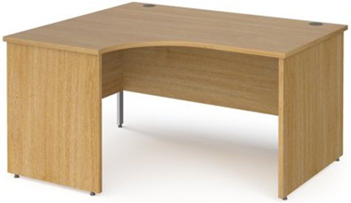 Office Monster | Contract 25 Office Desk | Left Hand Corner Desk 1400mm | Oak Top With Silver Frame | 800mm Depth | Contract 25 Contract 25 Office Desk | Left Hand Corner Desk 1400mm | Oak Top With Silver Frame | 800mm Depth | Contract 25