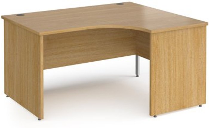 Office Monster | Contract 25 Office Desk | Right Hand Corner Desk 1400mm | Oak Top With Silver Frame | 800mm Depth | Contract 25 Contract 25 Office Desk | Right Hand Corner Desk 1400mm | Oak Top With Silver Frame | 800mm Depth | Contract 25
