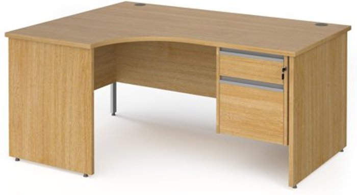 Office Monster | Contract 25 Office Desk | Left Hand Corner Desk 1600mm With Pedestal | Oak Top And Panel End Leg | 800mm Depth | Contract 25 CP16EL2-S-O Contract 25 Office Desk | Left Hand Corner Desk 1600mm With Pedestal | Oak Top And Panel End Leg | 800mm Depth | Contract 25 CP16EL2-S-O