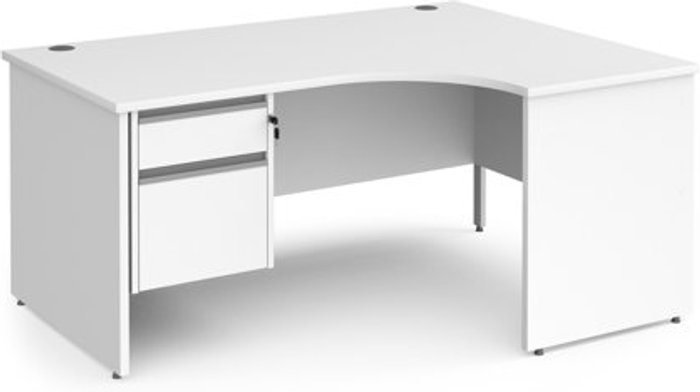 Office Monster | Contract 25 Office Desk | Right Hand Corner Desk 1600mm With Pedestal | White Top And Panel End Leg | 800mm Depth | Contract 25 CP16ER2-S-WH Contract 25 Office Desk | Right Hand Corner Desk 1600mm With Pedestal | White Top And Panel End Leg | 800mm Depth | Contract 25 CP16ER2-S-WH