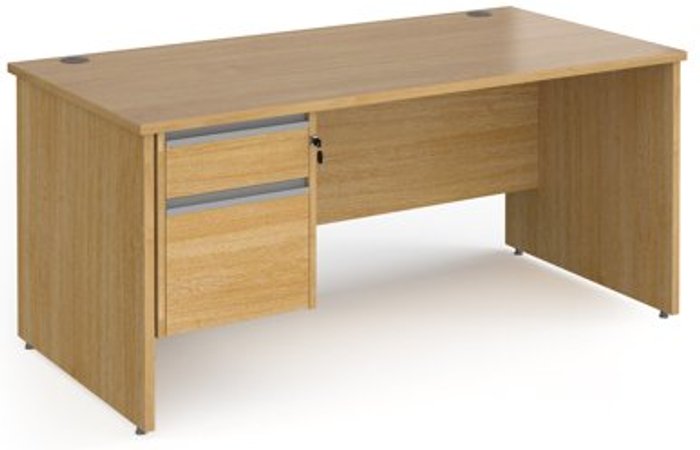 Office Monster | Contract 25 Office Desk | Rectangular Desk 1600mm With Pedestal | Oak Top And Panel End Leg | 800mm Depth | Contract 25 CP16S2-S-O Contract 25 Office Desk | Rectangular Desk 1600mm With Pedestal | Oak Top And Panel End Leg | 800mm Depth | Contract 25 CP16S2-S-O