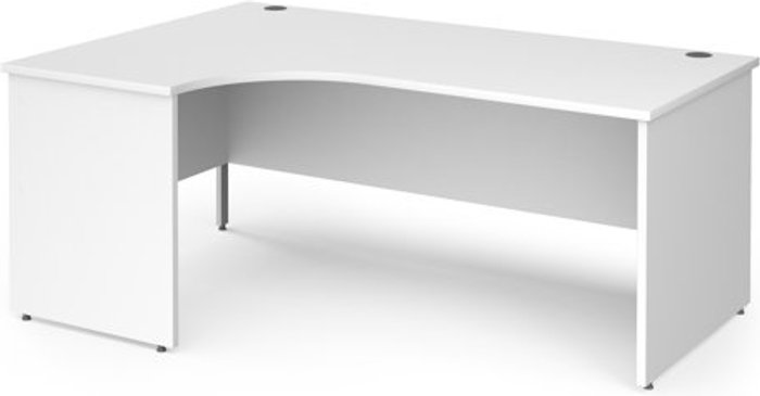 Office Monster | Contract 25 Office Desk | Left Hand Corner Desk 1800mm | White Top With Silver Frame | 800mm Depth | Contract 25 Contract 25 Office Desk | Left Hand Corner Desk 1800mm | White Top With Silver Frame | 800mm Depth | Contract 25