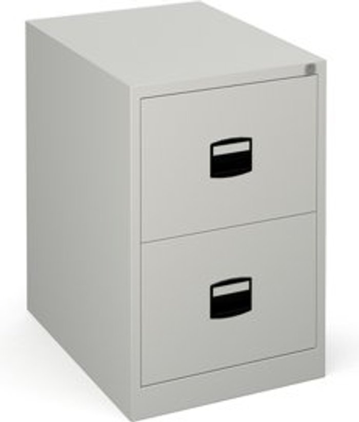 Office Monster | Dams Steel 2 drawer contract filing cabinet 711mm high - goose grey Dams Steel 2 drawer contract filing cabinet 711mm high - goose grey
