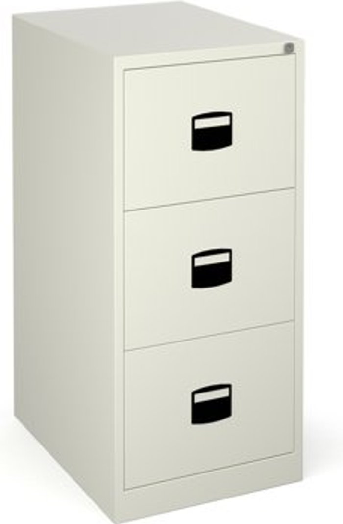 Office Monster | Dams Steel 3 drawer contract filing cabinet 1016mm high - white Dams Steel 3 drawer contract filing cabinet 1016mm high - white