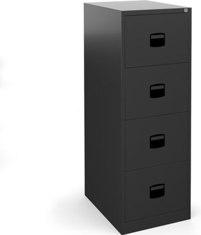 Office Monster | Dams Steel 4 drawer contract filing cabinet 1321mm high - black Dams Steel 4 drawer contract filing cabinet 1321mm high - black