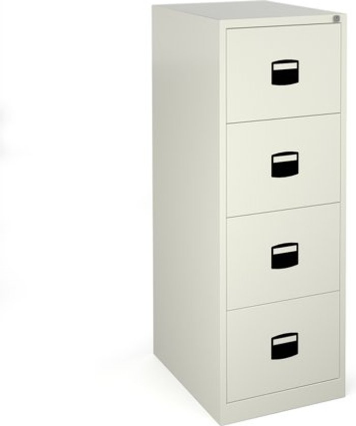 Office Monster | Dams Steel 4 drawer contract filing cabinet 1321mm high - white Dams Steel 4 drawer contract filing cabinet 1321mm high - white