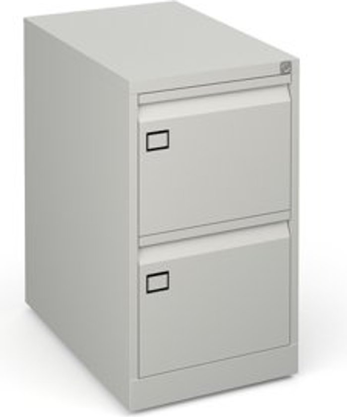 Office Monster | Dams Steel 2 drawer executive filing cabinet 711mm high - goose grey Dams Steel 2 drawer executive filing cabinet 711mm high - goose grey