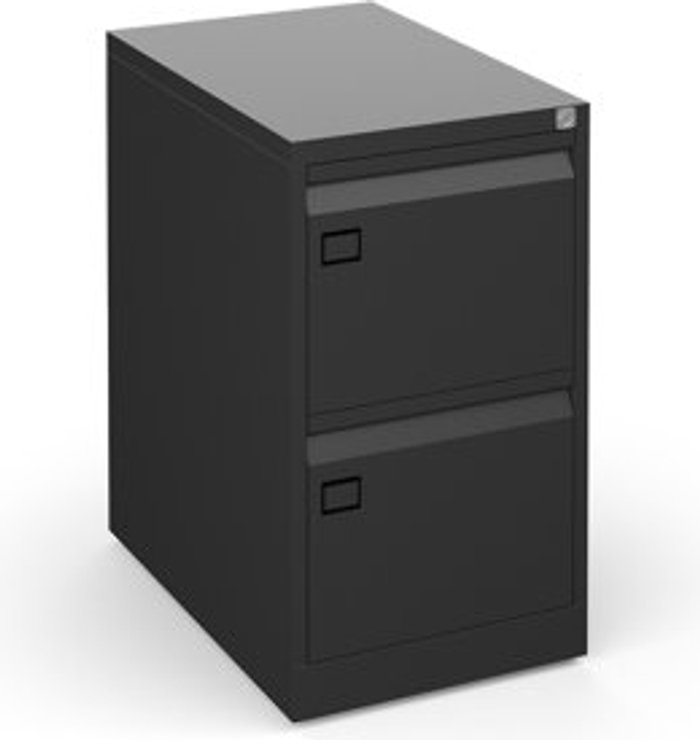 Office Monster | Dams Steel 2 drawer executive filing cabinet 711mm high - black Dams Steel 2 drawer executive filing cabinet 711mm high - black