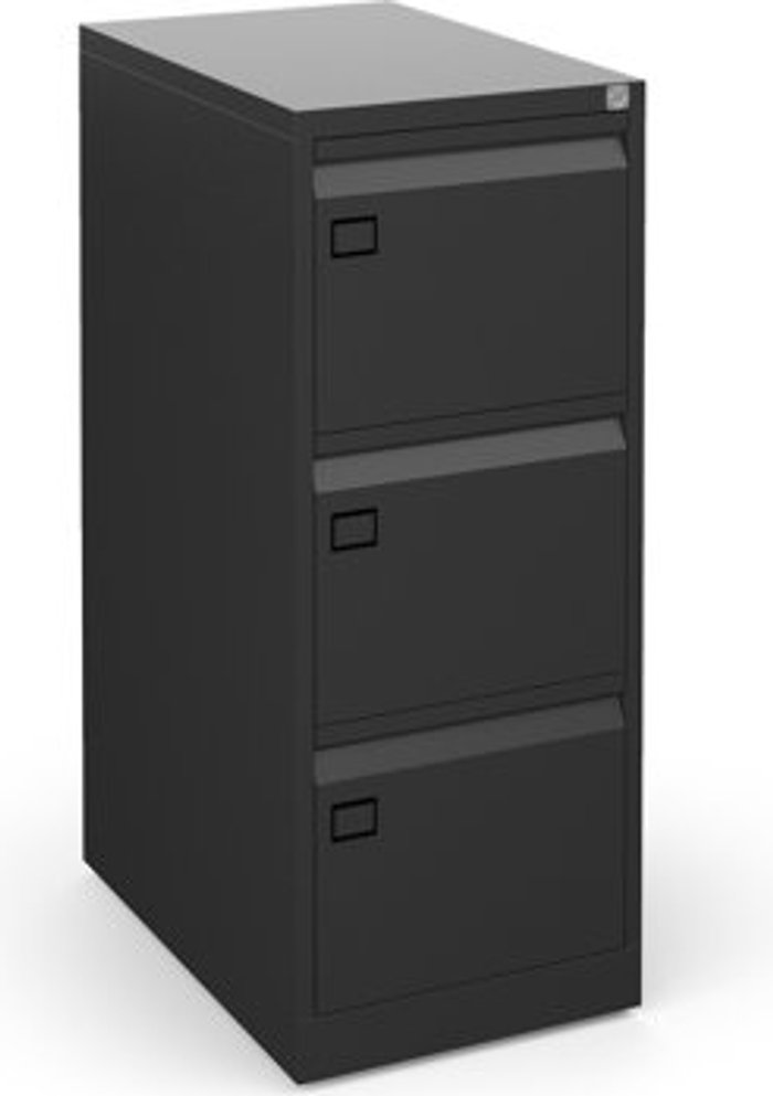 Office Monster | Dams Steel 3 drawer executive filing cabinet 1016mm high - black Dams Steel 3 drawer executive filing cabinet 1016mm high - black