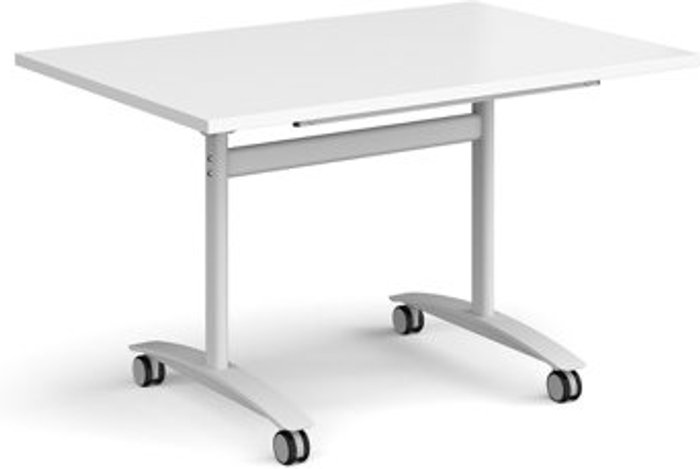 Office Monster | Dams Rectangular deluxe fliptop meeting table with white frame 1200mm x 800mm - white Dams Rectangular deluxe fliptop meeting table with white frame 1200mm x 800mm - white