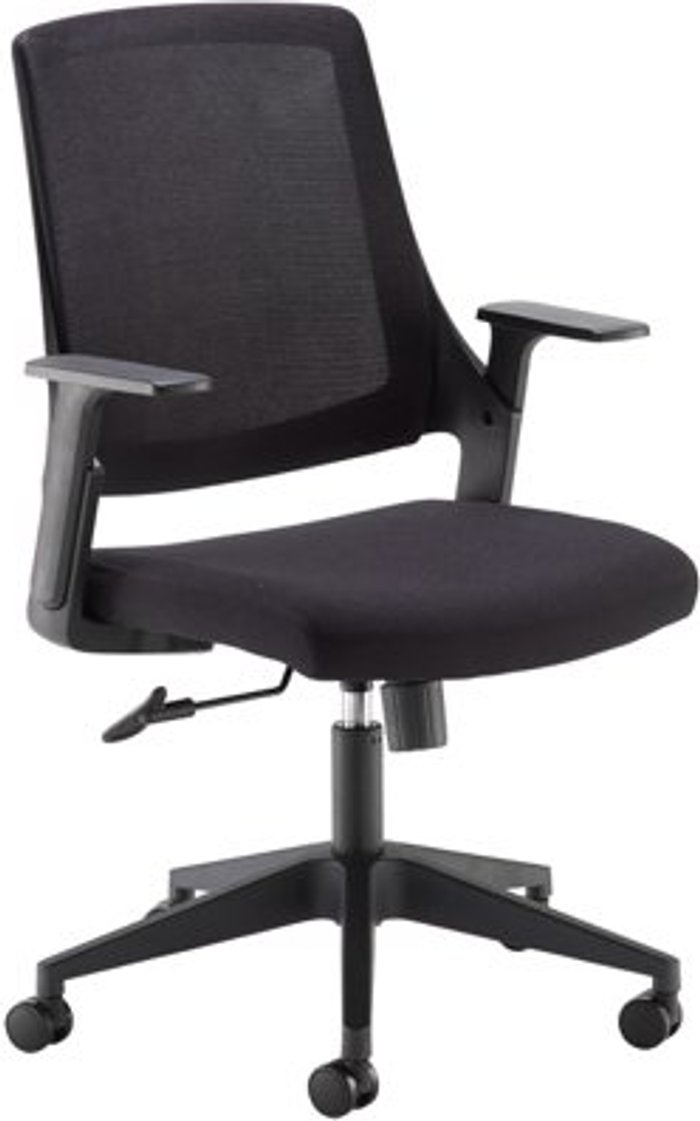 Office Monster | Duffy Duffy black mesh back operator chair with black fabric seat and black base Duffy Duffy black mesh back operator chair with black fabric seat and black base