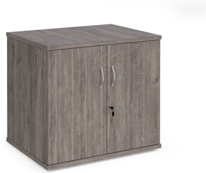 Office Monster | Deluxe Deluxe double door desk high cupboard 600mm deep - grey oak Deluxe Deluxe double door desk high cupboard 600mm deep - grey oak