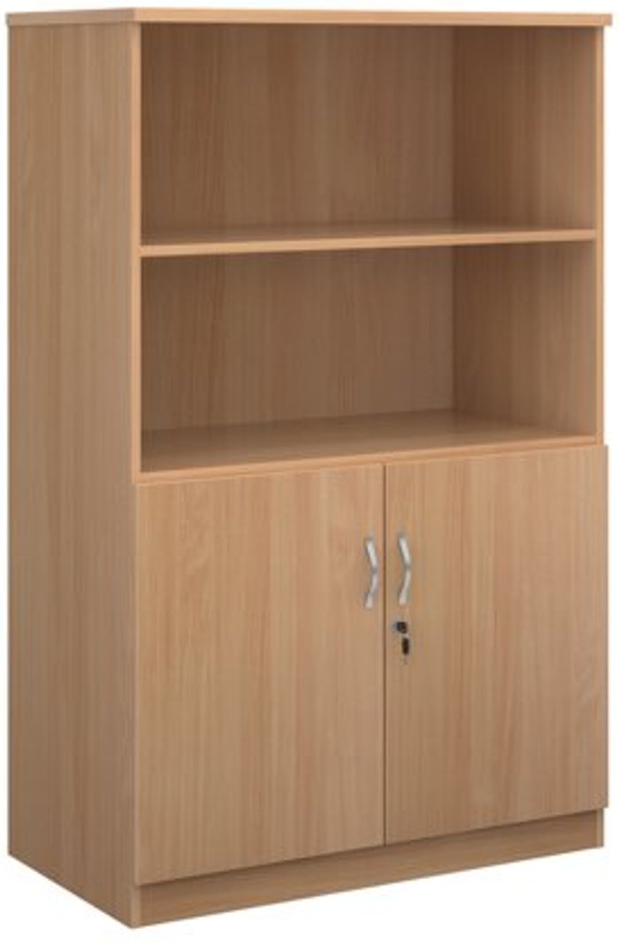Office Monster | Deluxe Deluxe combination unit with open top 1600mm high with 3 shelves - beech Deluxe Deluxe combination unit with open top 1600mm high with 3 shelves - beech