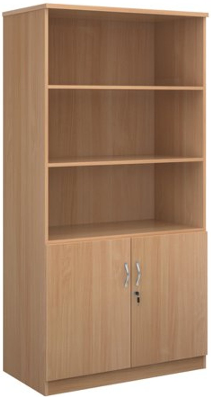 Office Monster | Deluxe Deluxe combination unit with open top 2000mm high with 4 shelves - beech Deluxe Deluxe combination unit with open top 2000mm high with 4 shelves - beech