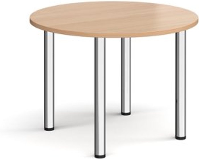Office Monster | Dams Circular chrome radial leg meeting table 1000mm - beech Dams Circular chrome radial leg meeting table 1000mm - beech