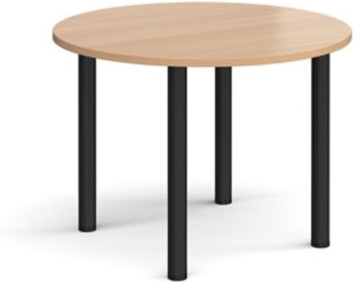 Office Monster | Dams Circular black radial leg meeting table 1000mm - beech Dams Circular black radial leg meeting table 1000mm - beech