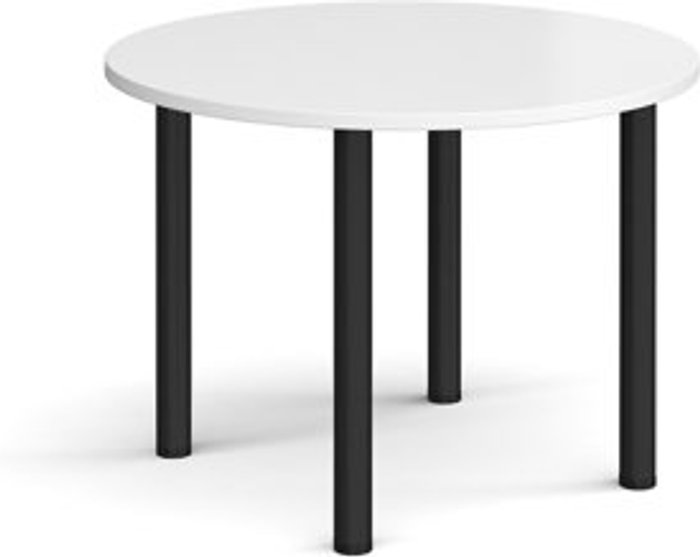 Office Monster | Dams Circular black radial leg meeting table 1000mm - white Dams Circular black radial leg meeting table 1000mm - white