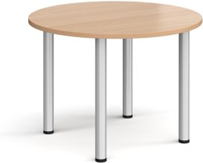 Office Monster | Dams Circular silver radial leg meeting table 1000mm - beech Dams Circular silver radial leg meeting table 1000mm - beech