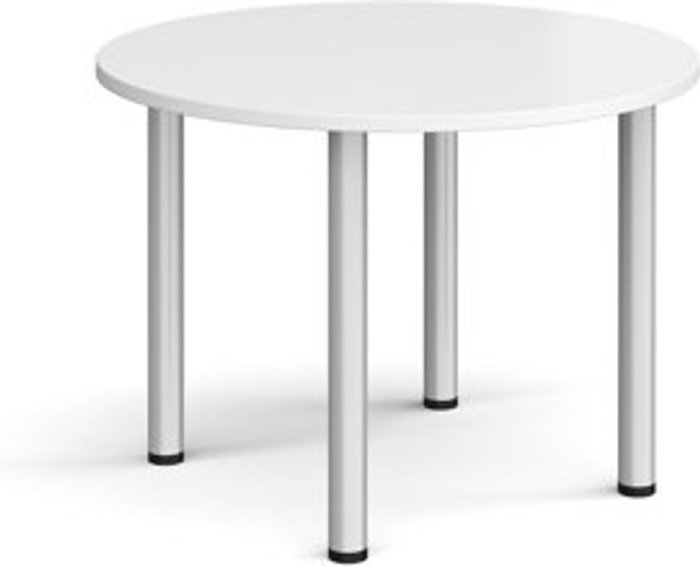 Office Monster | Dams Circular silver radial leg meeting table 1000mm - white Dams Circular silver radial leg meeting table 1000mm - white