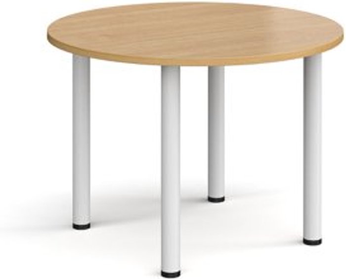 Office Monster | Dams Circular white radial leg meeting table 1000mm - oak Dams Circular white radial leg meeting table 1000mm - oak