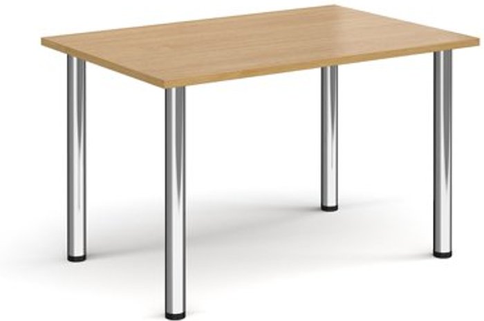 Office Monster | Dams Rectangular chrome radial leg meeting table 1200mm x 800mm - oak Dams Rectangular chrome radial leg meeting table 1200mm x 800mm - oak