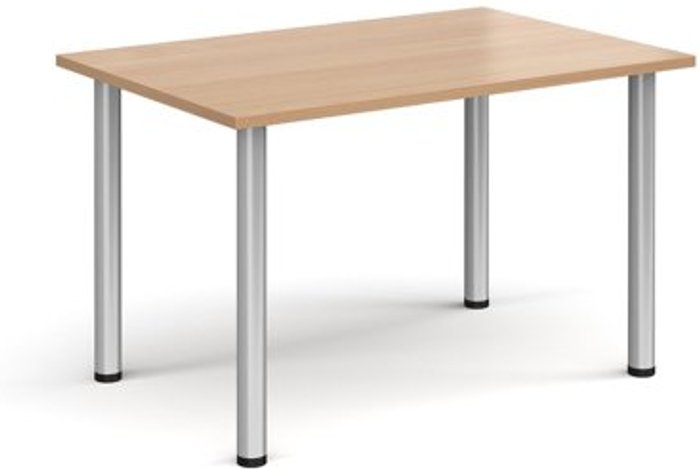 Office Monster | Dams Rectangular silver radial leg meeting table 1200mm x 800mm - beech Dams Rectangular silver radial leg meeting table 1200mm x 800mm - beech