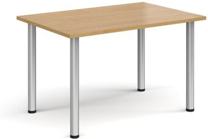 Office Monster | Dams Rectangular silver radial leg meeting table 1200mm x 800mm - oak Dams Rectangular silver radial leg meeting table 1200mm x 800mm - oak