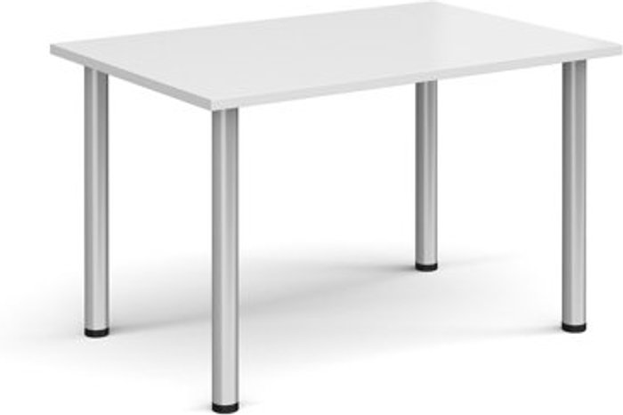 Office Monster | Dams Rectangular silver radial leg meeting table 1200mm x 800mm - white Dams Rectangular silver radial leg meeting table 1200mm x 800mm - white