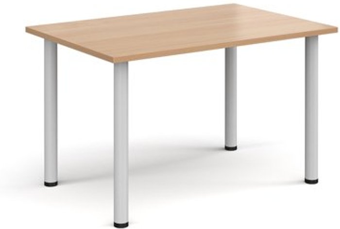Office Monster | Dams Rectangular white radial leg meeting table 1200mm x 800mm - beech Dams Rectangular white radial leg meeting table 1200mm x 800mm - beech