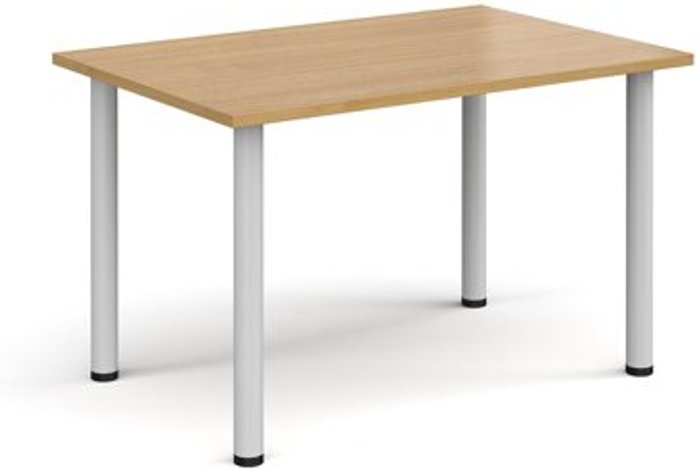 Office Monster | Dams Rectangular white radial leg meeting table 1200mm x 800mm - oak Dams Rectangular white radial leg meeting table 1200mm x 800mm - oak