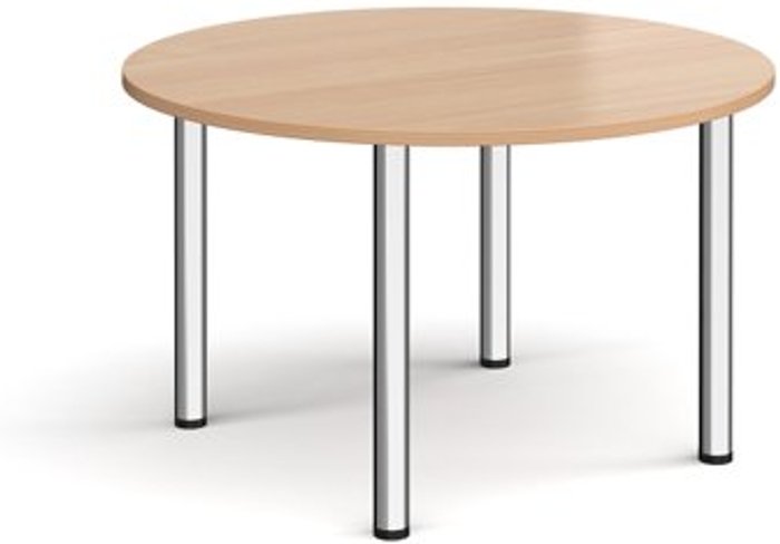 Office Monster | Dams Circular chrome radial leg meeting table 1200mm - beech Dams Circular chrome radial leg meeting table 1200mm - beech
