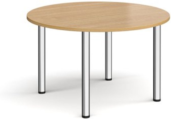 Office Monster | Dams Circular chrome radial leg meeting table 1200mm - oak Dams Circular chrome radial leg meeting table 1200mm - oak
