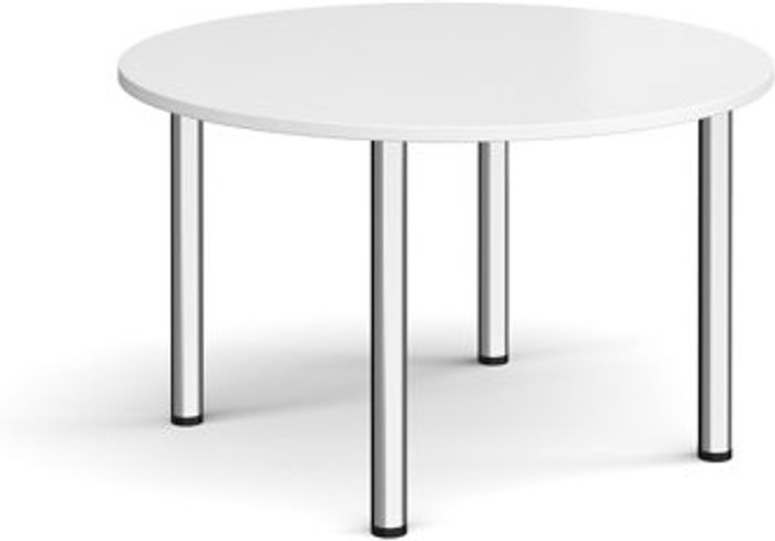 Office Monster | Dams Circular chrome radial leg meeting table 1200mm - white Dams Circular chrome radial leg meeting table 1200mm - white
