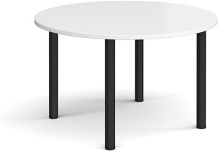 Office Monster | Dams Circular black radial leg meeting table 1200mm - white Dams Circular black radial leg meeting table 1200mm - white