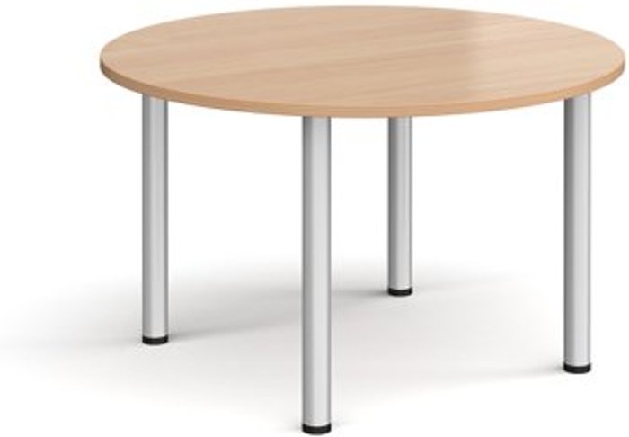 Office Monster | Dams Circular silver radial leg meeting table 1200mm - beech Dams Circular silver radial leg meeting table 1200mm - beech