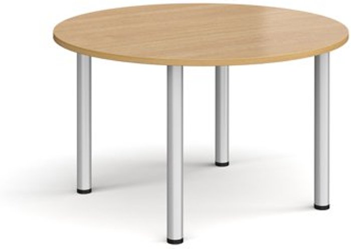 Office Monster | Dams Circular silver radial leg meeting table 1200mm - oak Dams Circular silver radial leg meeting table 1200mm - oak