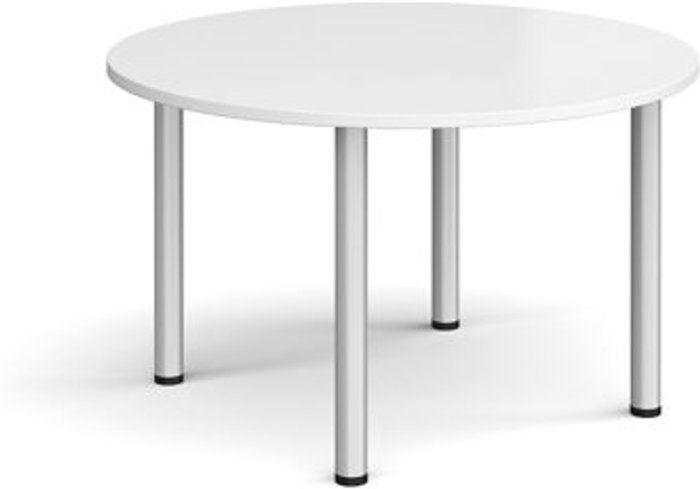 Office Monster | Dams Circular silver radial leg meeting table 1200mm - white Dams Circular silver radial leg meeting table 1200mm - white