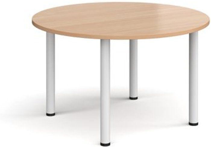 Office Monster | Dams Circular white radial leg meeting table 1200mm - beech Dams Circular white radial leg meeting table 1200mm - beech