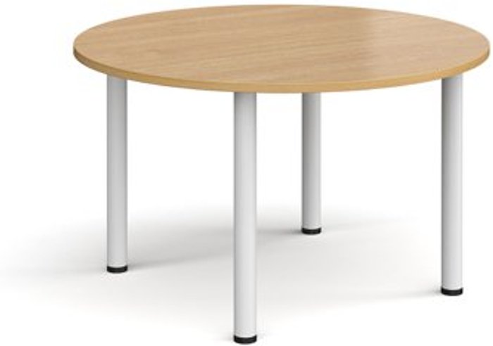 Office Monster | Dams Circular white radial leg meeting table 1200mm - oak Dams Circular white radial leg meeting table 1200mm - oak