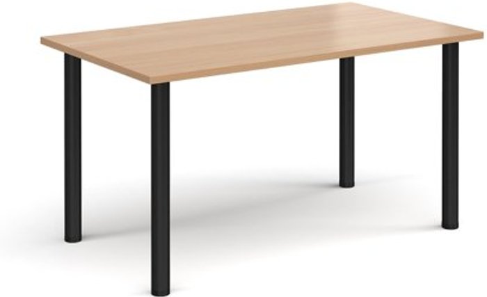 Office Monster | Dams Rectangular black radial leg meeting table 1400mm x 800mm - beech Dams Rectangular black radial leg meeting table 1400mm x 800mm - beech