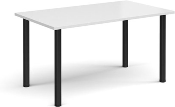 Office Monster | Dams Rectangular black radial leg meeting table 1400mm x 800mm - white Dams Rectangular black radial leg meeting table 1400mm x 800mm - white