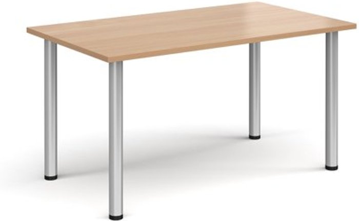 Office Monster | Dams Rectangular silver radial leg meeting table 1400mm x 800mm - beech Dams Rectangular silver radial leg meeting table 1400mm x 800mm - beech