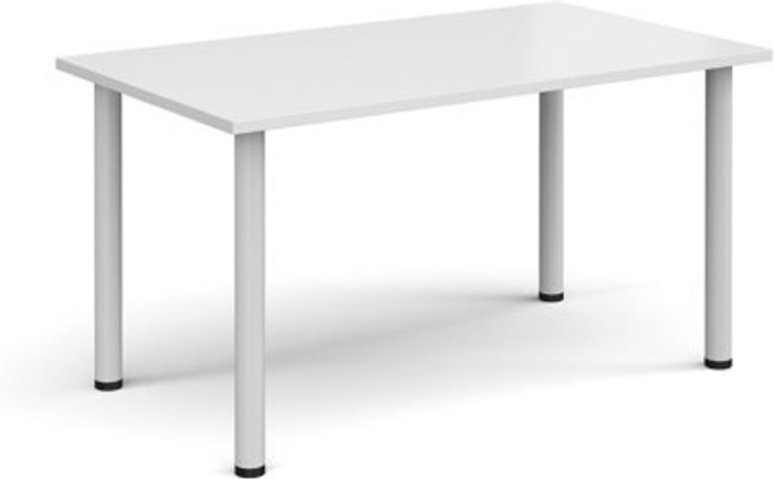 Office Monster | Dams Rectangular white radial leg meeting table 1400mm x 800mm - white Dams Rectangular white radial leg meeting table 1400mm x 800mm - white