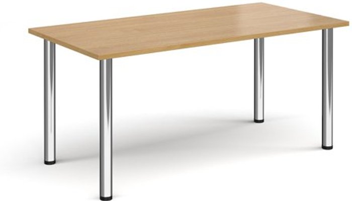 Office Monster | Dams Rectangular chrome radial leg meeting table 1600mm x 800mm - oak Dams Rectangular chrome radial leg meeting table 1600mm x 800mm - oak