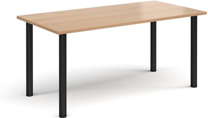 Office Monster | Dams Rectangular black radial leg meeting table 1600mm x 800mm - beech Dams Rectangular black radial leg meeting table 1600mm x 800mm - beech