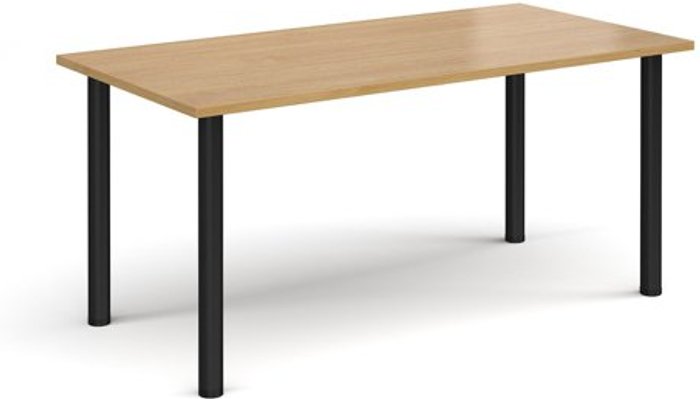 Office Monster | Dams Rectangular black radial leg meeting table 1600mm x 800mm - oak Dams Rectangular black radial leg meeting table 1600mm x 800mm - oak